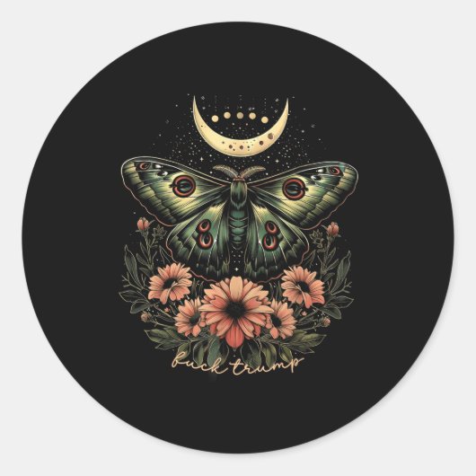 Celestial Luna Moth Subtle Anti Trump Ronde Sticker (Voorkant)
