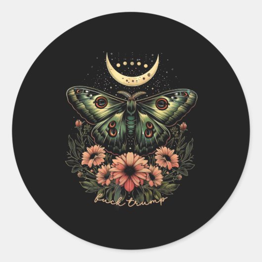 Celestial Luna Moth Subtle Anti Trump Ronde Sticker (Voorkant)