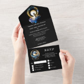 Celestial maan bruids paar silhouet ster all in one uitnodiging (Afscheurbaar)