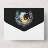 Celestial maan bruids paar silhouet ster all in one uitnodiging (Achterkant)