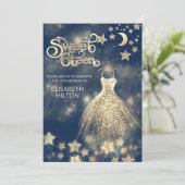 Celestial maan en sterren typografie zoet zestien kaart (Staand voorkant)