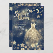 Celestial maan en sterren typografie zoet zestien kaart (Voorkant / Achterkant)