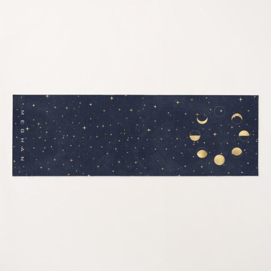 Celestial Maan Phases Gouden Monogram Yoga Mat (Voorkant (horizontaal))