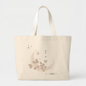 Celestial Maan Star Monogram Boho Bruidsmeisje Grote Tote Bag (Voorkant)
