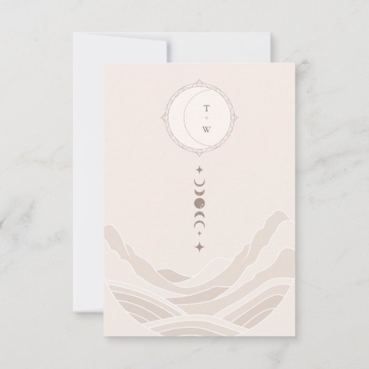 Celestial Maan Ster Holistisch Monogram QR Code RS RSVP Kaartje (Achterkant)