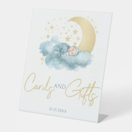 Celestial maan sterren baby jongen Pedestal Sign Reclamebord Met Voetstuk