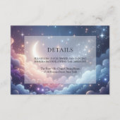 Celestial Maan Sterren Blauw Bruiloft Details Informatiekaartje (Voorkant)