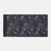 Celestial Maan Sterren Blauw en Goud Monogram Naam Bureaumat (Voorkant)