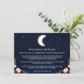 Celestial Maan Sterren Bloemen Bruiloft Details Informatiekaartje (Staand voorkant)