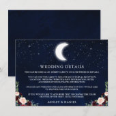 Celestial Maan Sterren Bloemen Bruiloft Details Informatiekaartje (Voorkant / Achterkant)