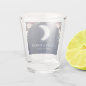 Celestial maan sterren bloemenbruiloft shot glas (Achterkant)