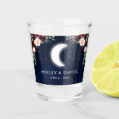 Celestial maan sterren bloemenbruiloft shot glas (Voorkant)