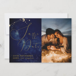 Celestial maan sterren elegante foto bruiloft save the date