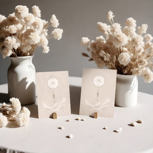 Celestial Maan Sterren Holistische Boho Tafelnumme Kaart