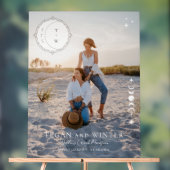 Celestial Maan Sterren Monogram Welkom Bruiloft Acryl Bord (Neutraal)