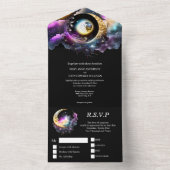 Celestial maan sterrenstelsel nacht halve sterren all in one uitnodiging (Binnen)