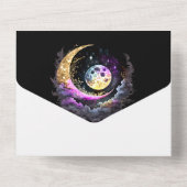 Celestial maan sterrenstelsel nacht halve sterren  all in one uitnodiging (Achterkant)