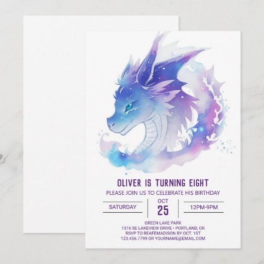 Celestial Magic met Baby Dragon Verjaardag Kaart (Voorkant / Achterkant)