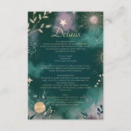 Celestial Magic Moon & Stars Emerald Details Informatiekaartje