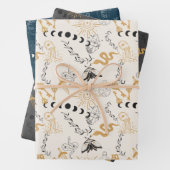 Celestial Magic Witchy Goud Grijs & Blauw Inpakpapier Vel (In situ)