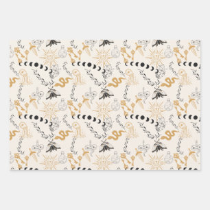 Celestial Magic Witchy Goud Grijs & Blauw Inpakpapier Vel