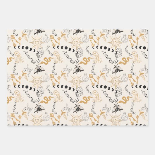 Celestial Magic Witchy Goud Grijs & Blauw Inpakpapier Vel (Voorkant)