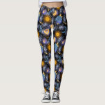 Celestial Magical Pattern Moon Stars Sun Black Leggings<br><div class="desc">Whimsical celestial mixing media patroonbeelden met moonsterren, en zonnen, in gele, blauwe en paarse kleuren met faux blue glitter en waterverf effecten.</div>