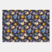 Celestial Magical Pattern Moon Stars Sun Black Sky Inpakpapier Vel (Voorkant 2)