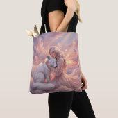 Celestial Maiden White Fox Fantasy Tote Bag (Dichtbij)