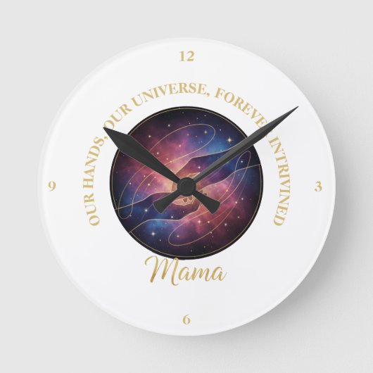 Celestial Mama Hands Galaxy Universe Ronde Klok (Voorkant)