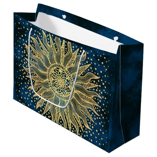 Celestial Mandala Boho Gold Sun Groot Cadeauzakje (Voorkant Gekanteld)