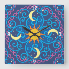 Celestial Mandala Clock Vierkante Klok