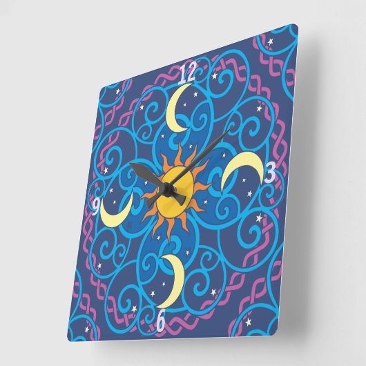 Celestial Mandala Clock Vierkante Klok (Hoek)