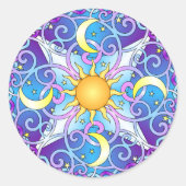 Celestial Mandala Ronde Sticker (Voorkant)
