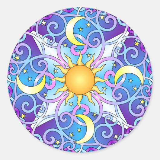 Celestial Mandala Ronde Sticker (Voorkant)