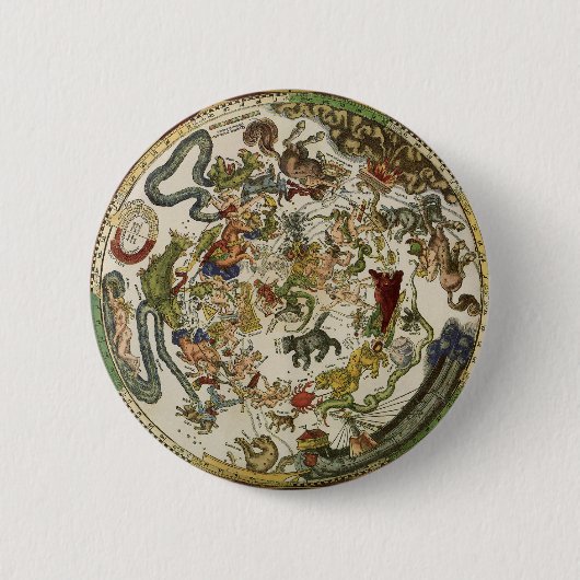 Celestial Map door Peter Apian,  astronomie Ronde Button 5,7 Cm (Voorkant)