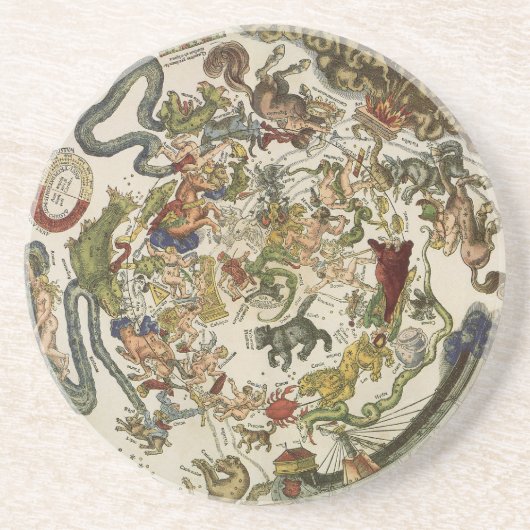 Celestial Map door Peter Apian, astronomie Zandsteen Onderzetter (Voorkant)