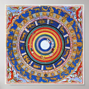 Celestial Map met Angels Poster