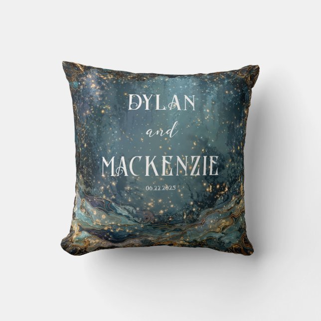 Celestial Marble Galaxy bruiloft Kussen (Voorkant)