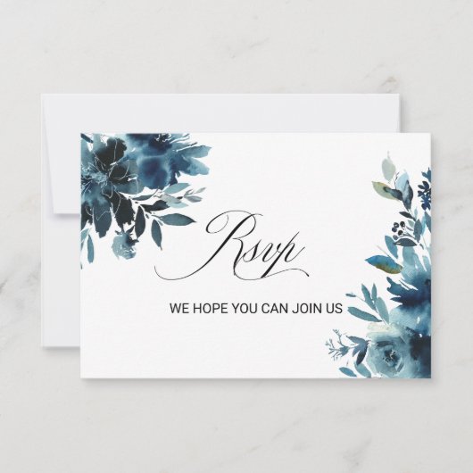 Celestial Marine Blauw Bloemen Menu Keuze (Voorkant)