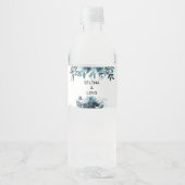 Celestial Marine Blauw Bloemen Water Fles Label Waterfles Etiket (Voorkant)