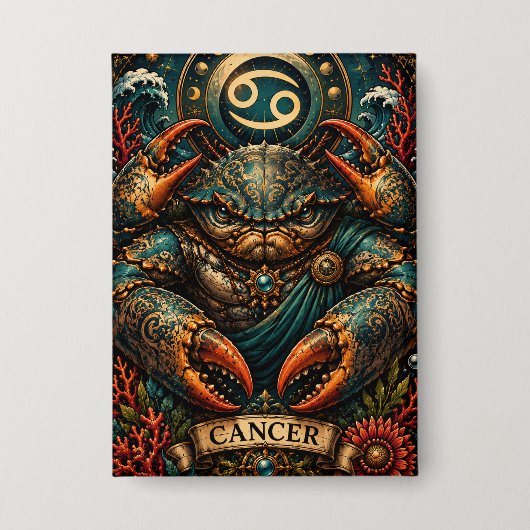  Celestial Masculine Zodiac Cancer design Button (Voorkant)