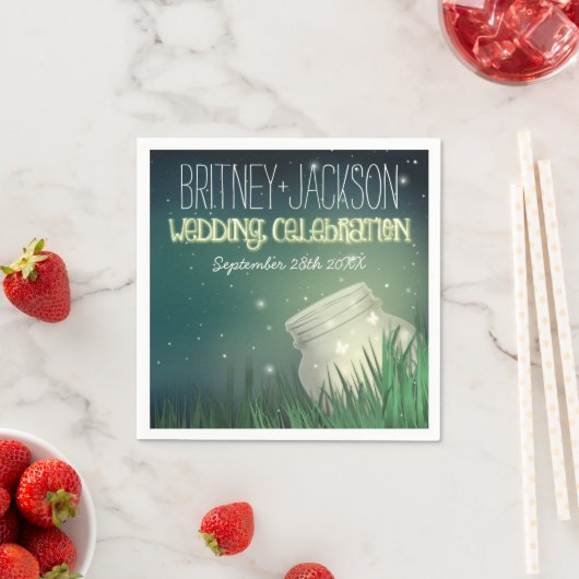 Celestial Mason Jar Firefly bruiloft servetten (Insitu)