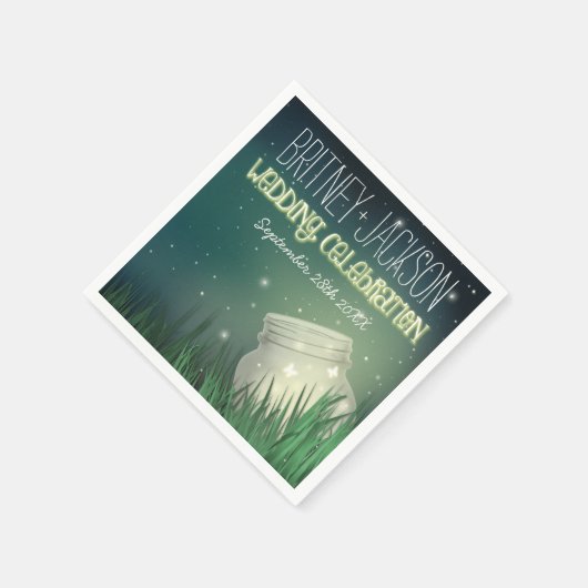 Celestial Mason Jar Firefly bruiloft servetten (Hoek)