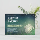 Celestial Mason Jar Firefly bruiloft uitnodigingen (Staand voorkant)