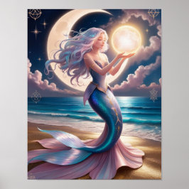 Celestial Mermaid Priestess Wall Art Poster