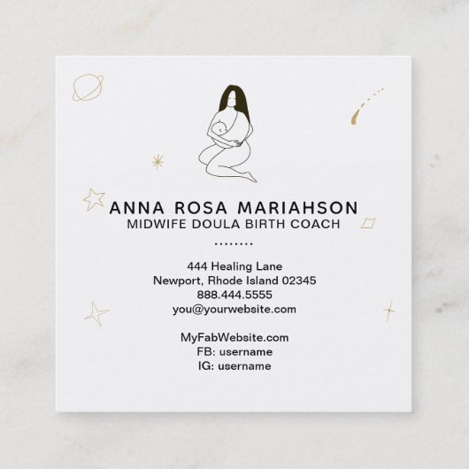 *~* Celestial Midechtgenote Doula Geboortezwangers Vierkante Visitekaartje (Achterkant)