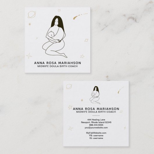 *~* Celestial Midechtgenote Doula Geboortezwangers Vierkante Visitekaartje (Voorkant / Achterkant)