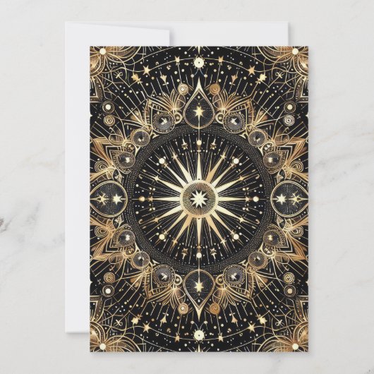 Celestial Midnight Black Crescent Moon Bruiloft Kaart (Achterkant)