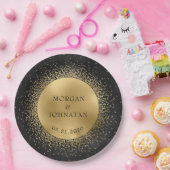 Celestial Midnight Black Gold Moon Paper Bord (Feest)